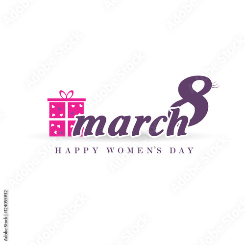 happy 8 march design with gift box icon illustration