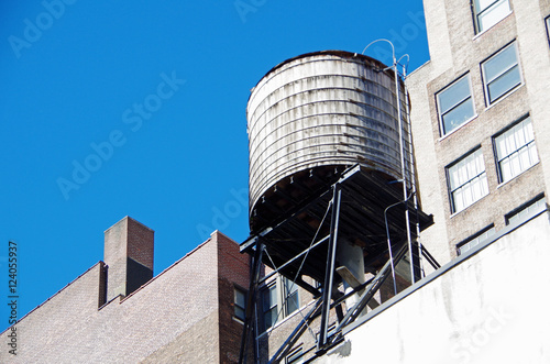 New York City urban water towers and rooftops