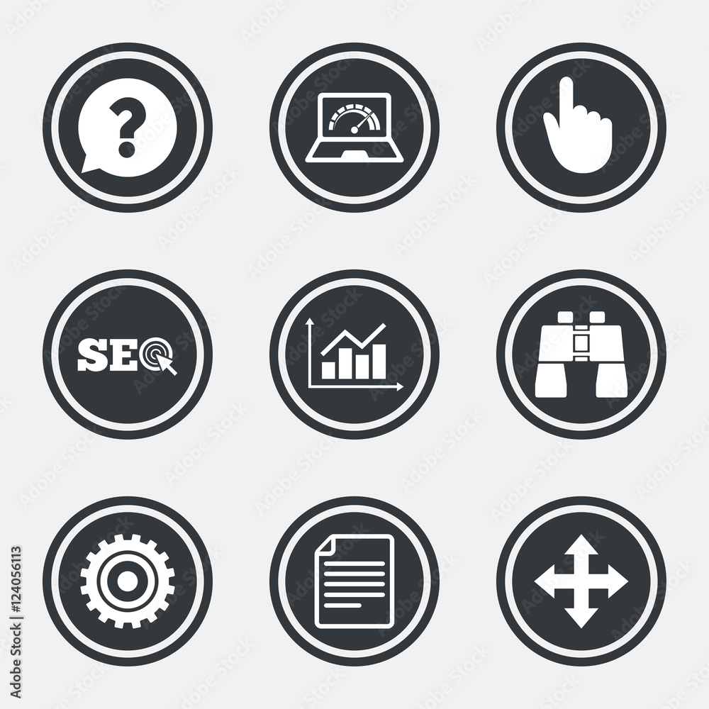 Internet, seo icons. Analysis chart sign. Internet, seo icons. Analysis chart sign.