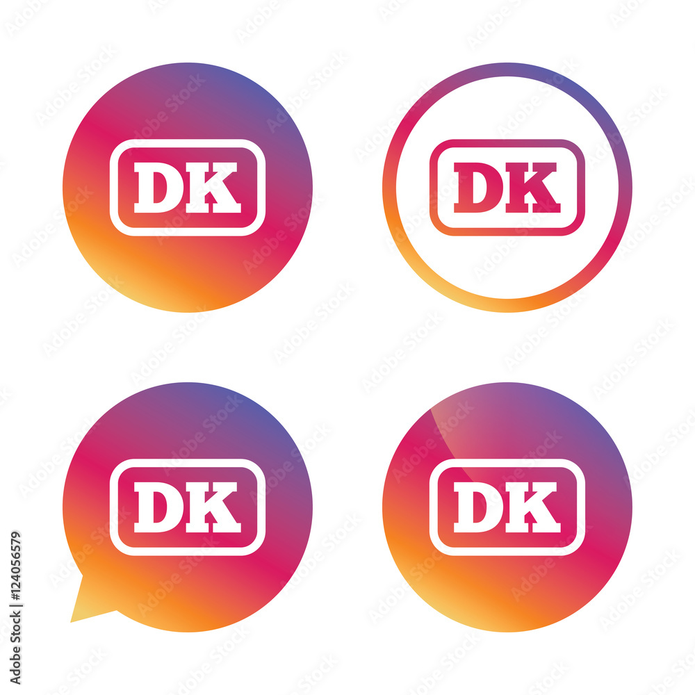 Denmark language sign icon. DK translation. Denmark language sign icon. DK translation.