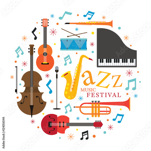 Jazz Music Instruments, Objects Label, Festival, Event, Live, Concert