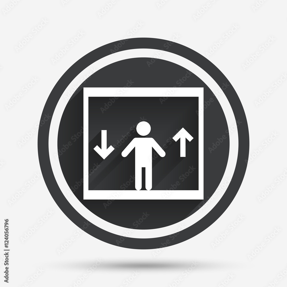 Elevator icon. Person symbol with up down arrows. Elevator icon. Person symbol with up down arrows.