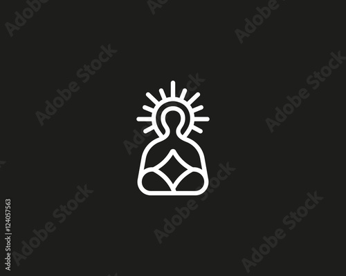Meditation yoga linear logo design. Zen balance vector logotype. Creative harmony relax symbol.