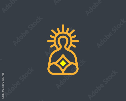 Meditation yoga linear logo design. Zen balance vector logotype. Creative harmony relax symbol.