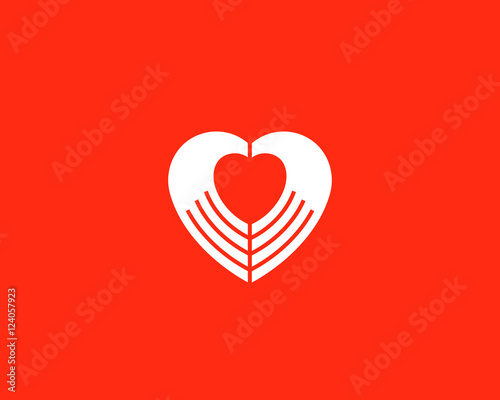 Heart negative space hands vector logotype. Charity medical sign symbol. Spa beauty salon massage logo icon design.