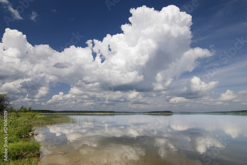 Large Cumulus Clouds Over Anglin Lake; Saskatchewan, Canada photo