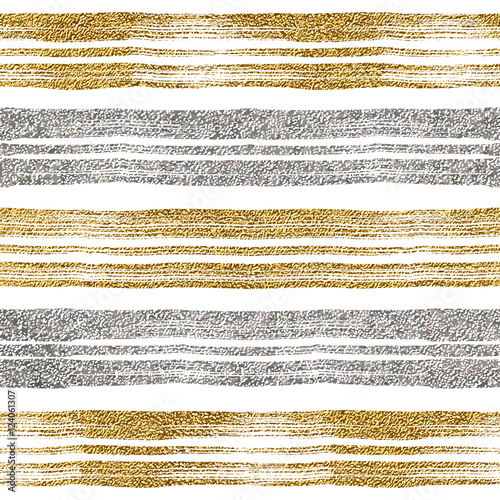 Seamless pattern of gold and silver lines, seamless background grunge golden and silvern stripes, hand drawn vector pattern for textile, invitation, wedding, greeting card, paper, save the date