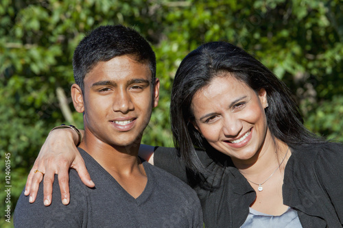 A Mother And Son Spending Quality Time Together In A Park; Edmonton, Alberta, Canada photo