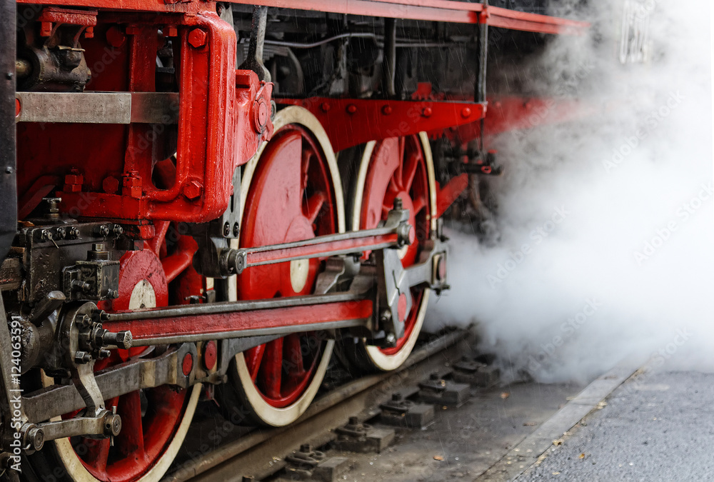 Wheels of an old steam locomotive. Wheels of an old steam locomotive.