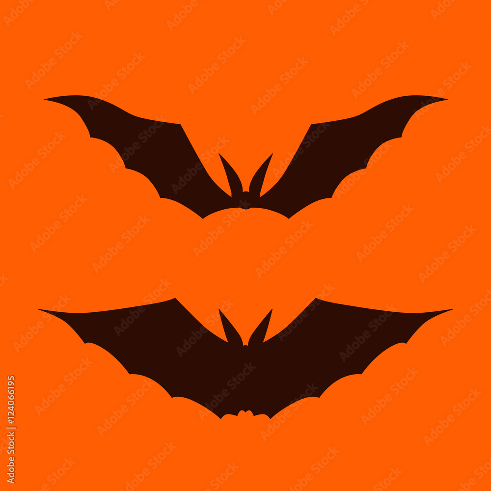 Bats Logo. Orange background. Halloween. Vector illustration.