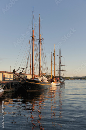 Sailboats Mooring In The Harbour; Oslo, Norway photo