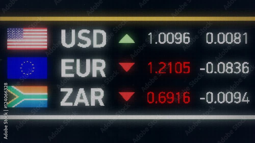 South African Rand, Euro falling compared to US dollar, financial crisis. World currencies plummet down, financial crisis, stock market crash
South African Rand, Euro falling compared to US dollar, financial crisis. World currencies plummet down, financial crisis, stock market crash
