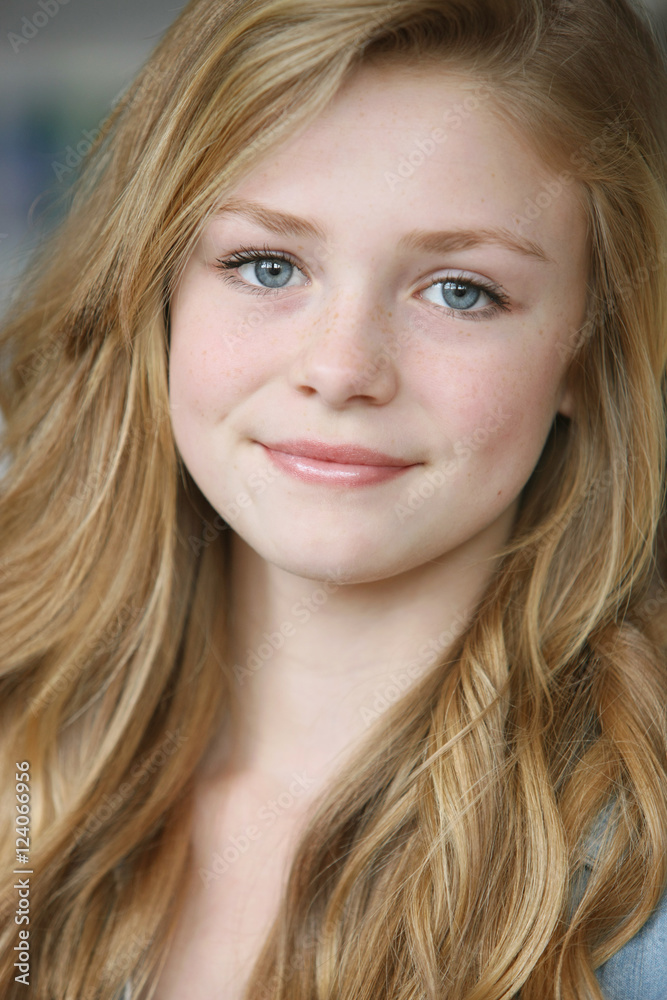Teenage Girl With Long Blond Hair And Blue Eyes; Troutdale, Oregon, United States of America Teenage Girl With Long Blond Hair And Blue Eyes; Troutdale, Oregon, United States of America