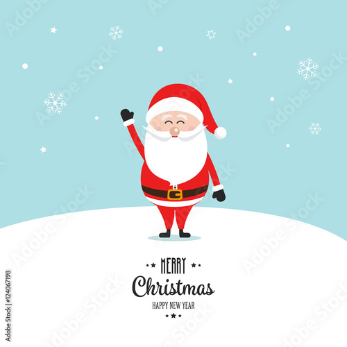 santa claus wave happy snow winter landscape