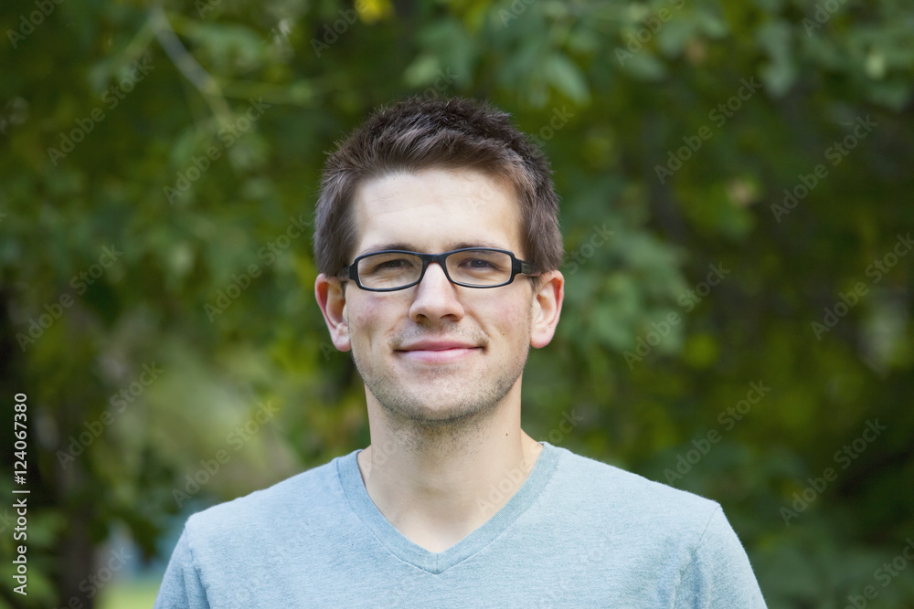 Portait Of A Young Man In A Park; Edmonton, Alberta, Canada Portait Of A Young Man In A Park; Edmonton, Alberta, Canada