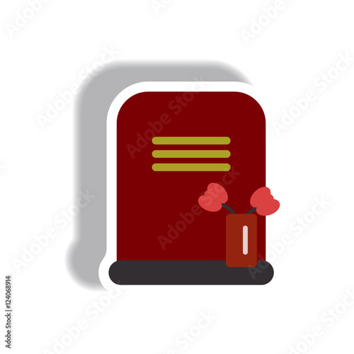 Vector illustration in flat design Halloween icon grave monument with flowers