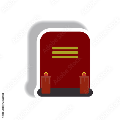 Vector illustration paper sticker Halloween icon grave monument with candles