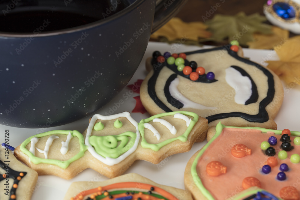 Halloween Cookies on a White Ceramic Plate