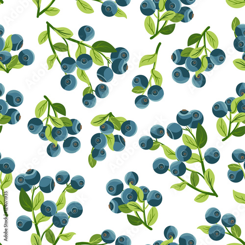 Seamless pattern with blueberries.