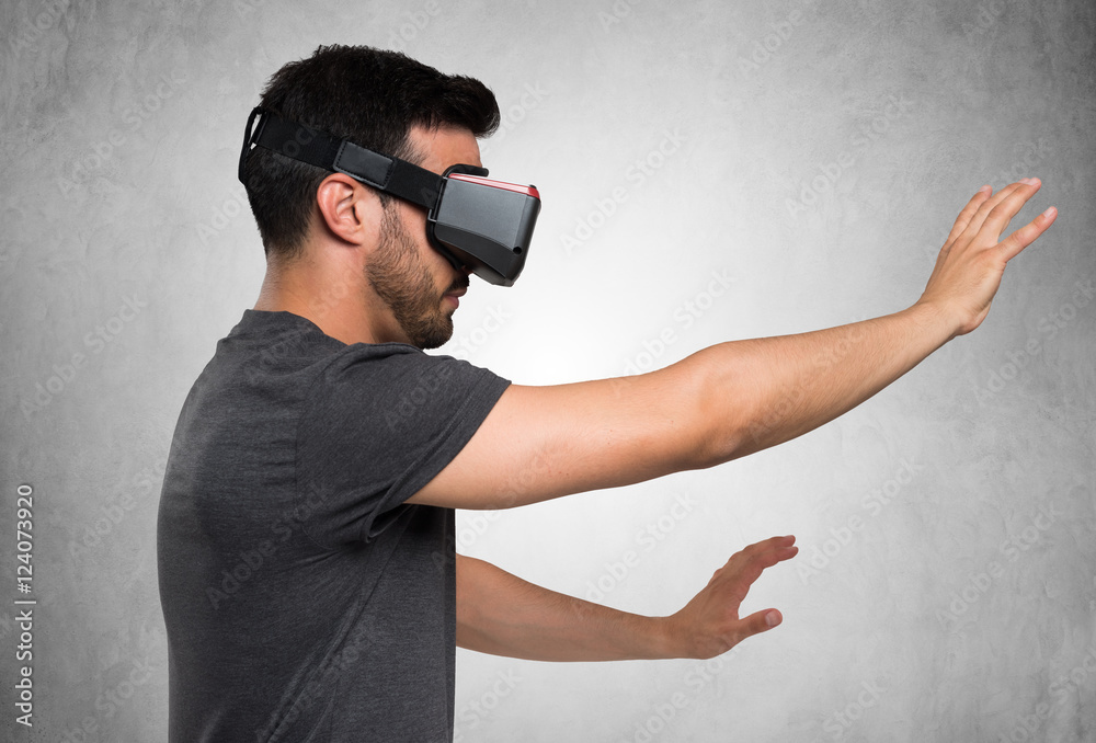 Man using a VR headset Man using a VR headset