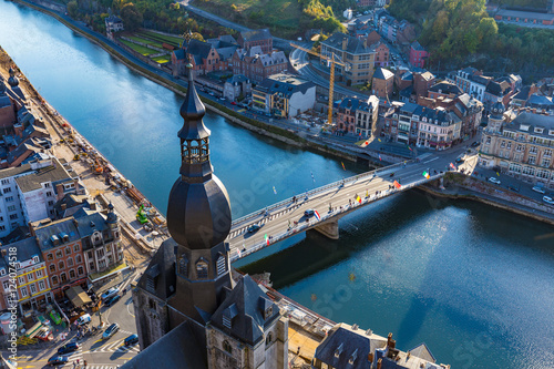 Aerial view of Dinant, Belgium and river Meuse photo