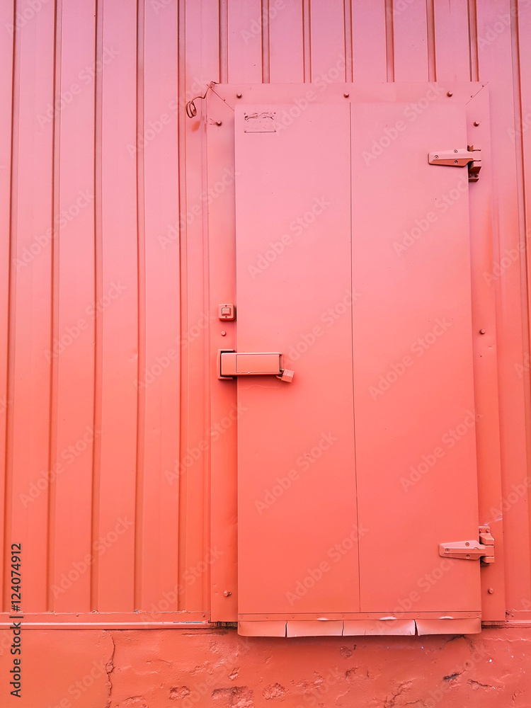 orange color door on orange color wall