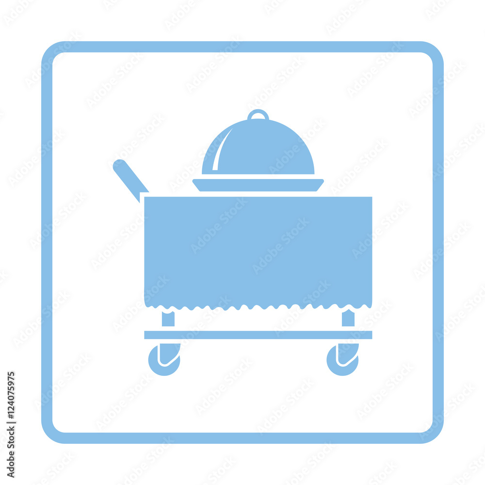Restaurant cloche on delivering cart icon Restaurant cloche on delivering cart icon