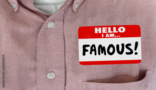 Plakat Famous Celebrity Hello Name Tag VIP Fame 3d Illustration