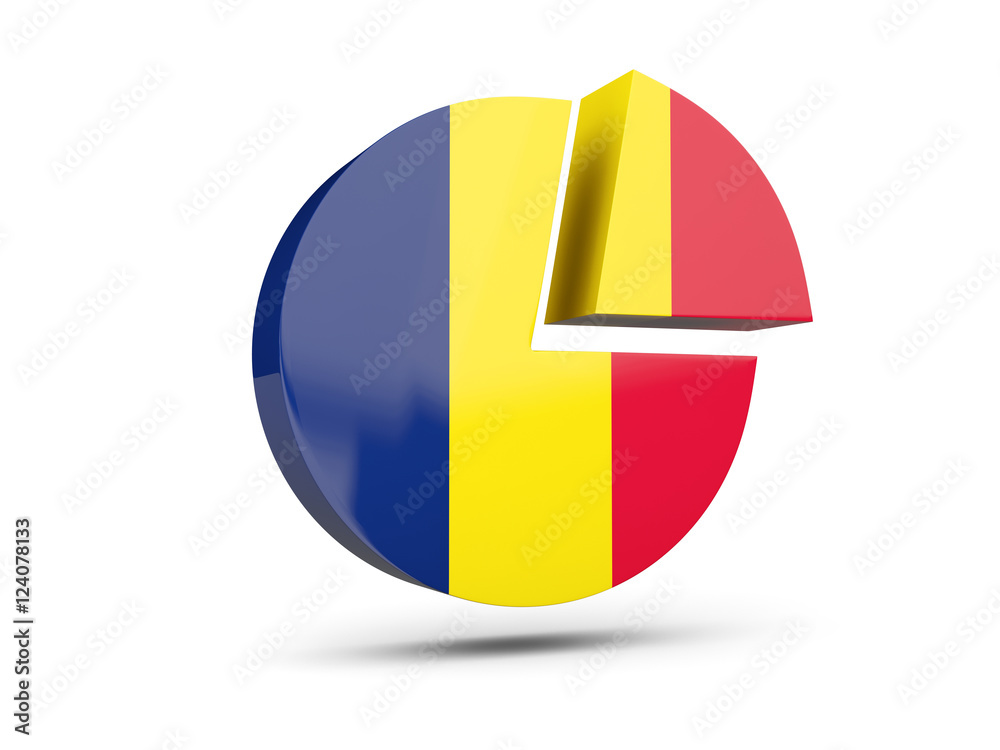 Fototapeta premium Flag of chad, round diagram icon