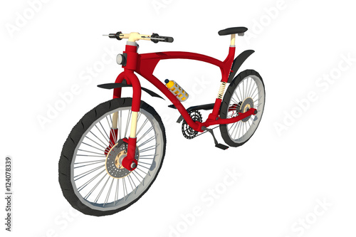 Bicicleta roja 3d fondo aislado ilustración
