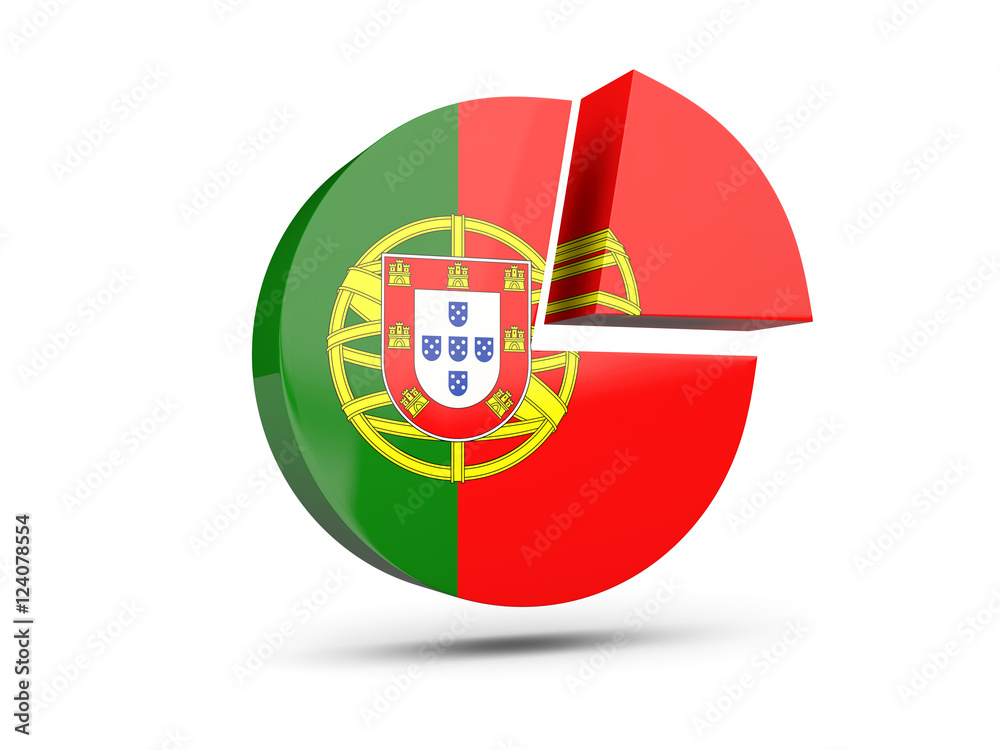 Flag of portugal, round diagram icon