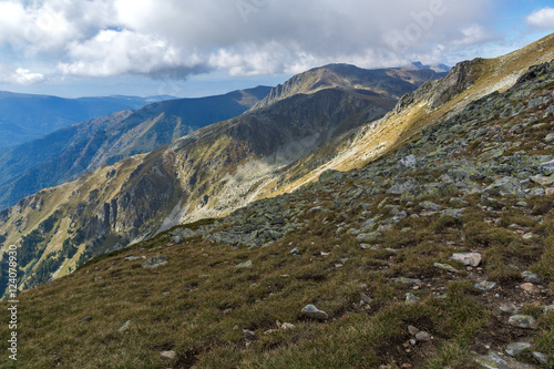 Panorama of Green hills of Rila Mountain, Bulgaria
