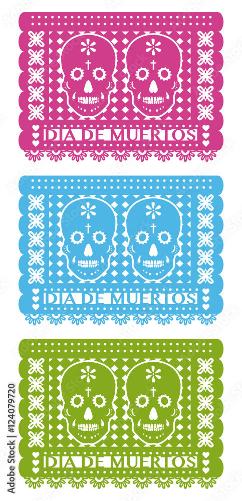 Day Of The Dead, Cut Out Paper Set three colors