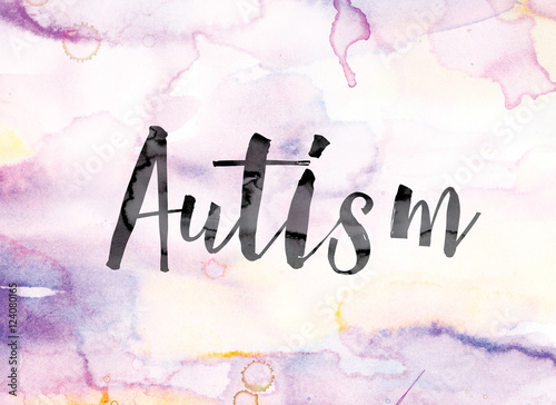 Autism Colorful Watercolor and Ink Word Art