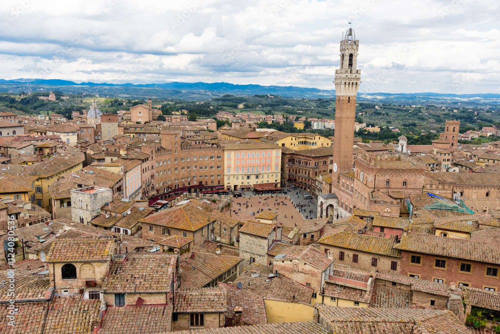 Aerial scenic view of Siena