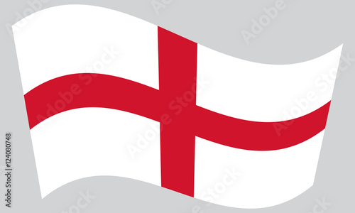 Flag of England waving on gray background