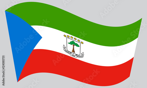 Flag of Equatorial Guinea waving, gray background