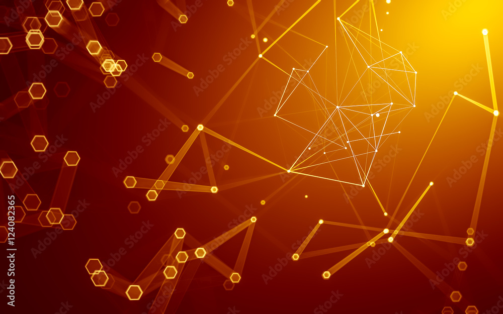 Fototapeta premium Abstract polygonal space low poly dark background, 3d rendering