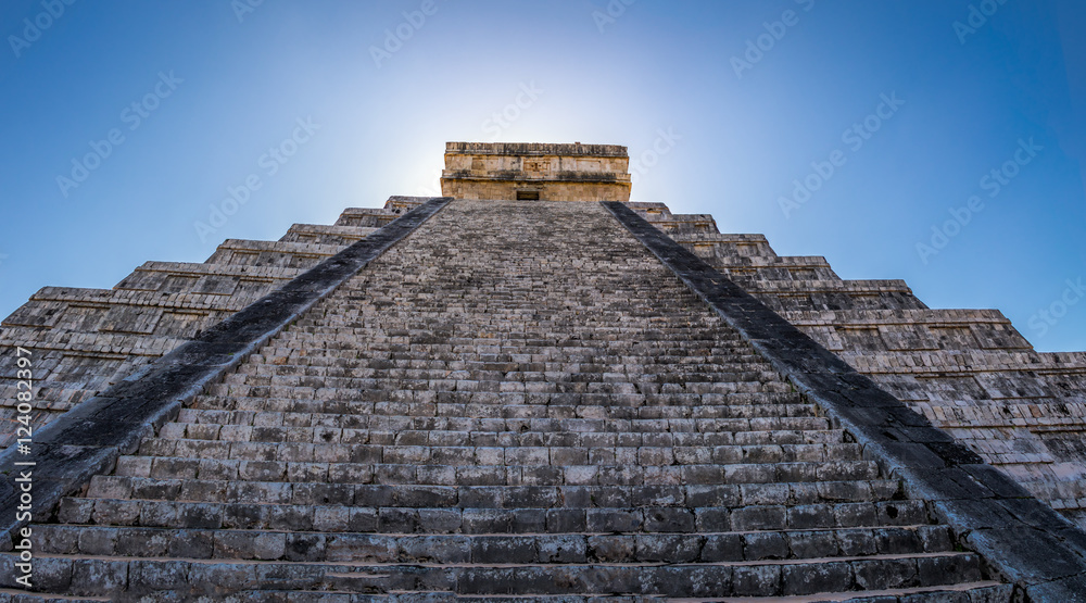 Mayan Temple pyramid  of Kukulkan - Chichen Itza, Yucatan, Mexico