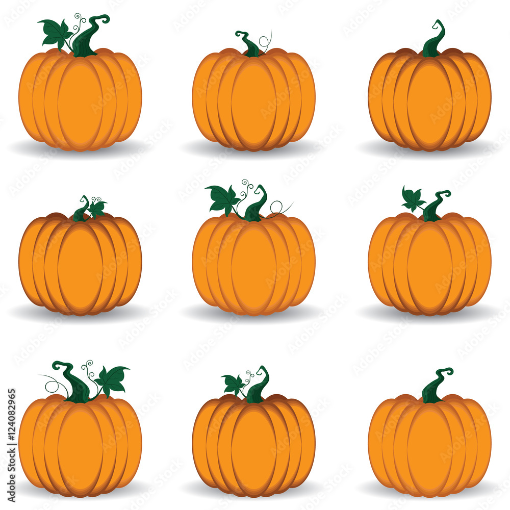 Pumpkin Set isolated on white background.