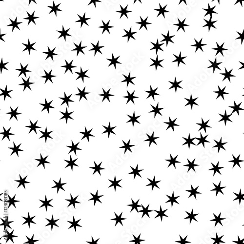 Seamless black  white abstract pattern with stars. Memphis style  80th.