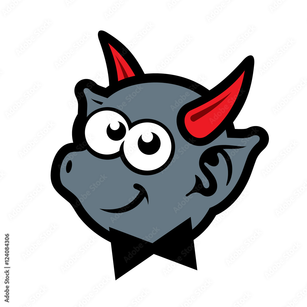 Vector Demon with red horns Cartoon Illustration.