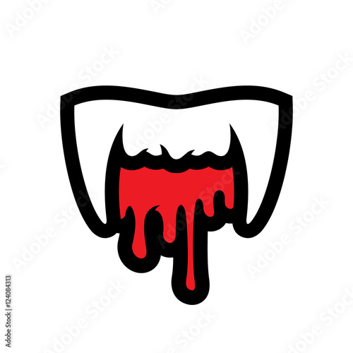 White Vampire Teeth Cartoon Illustration.