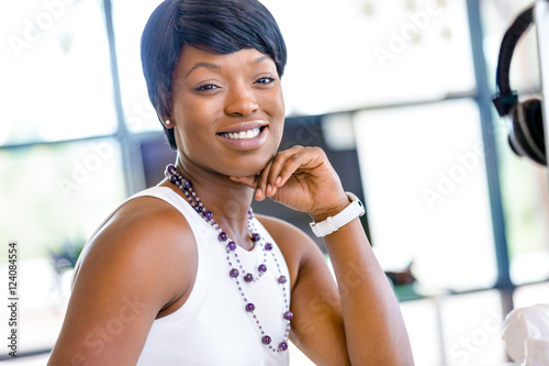 Portrait of businesswoman working at her desk in office