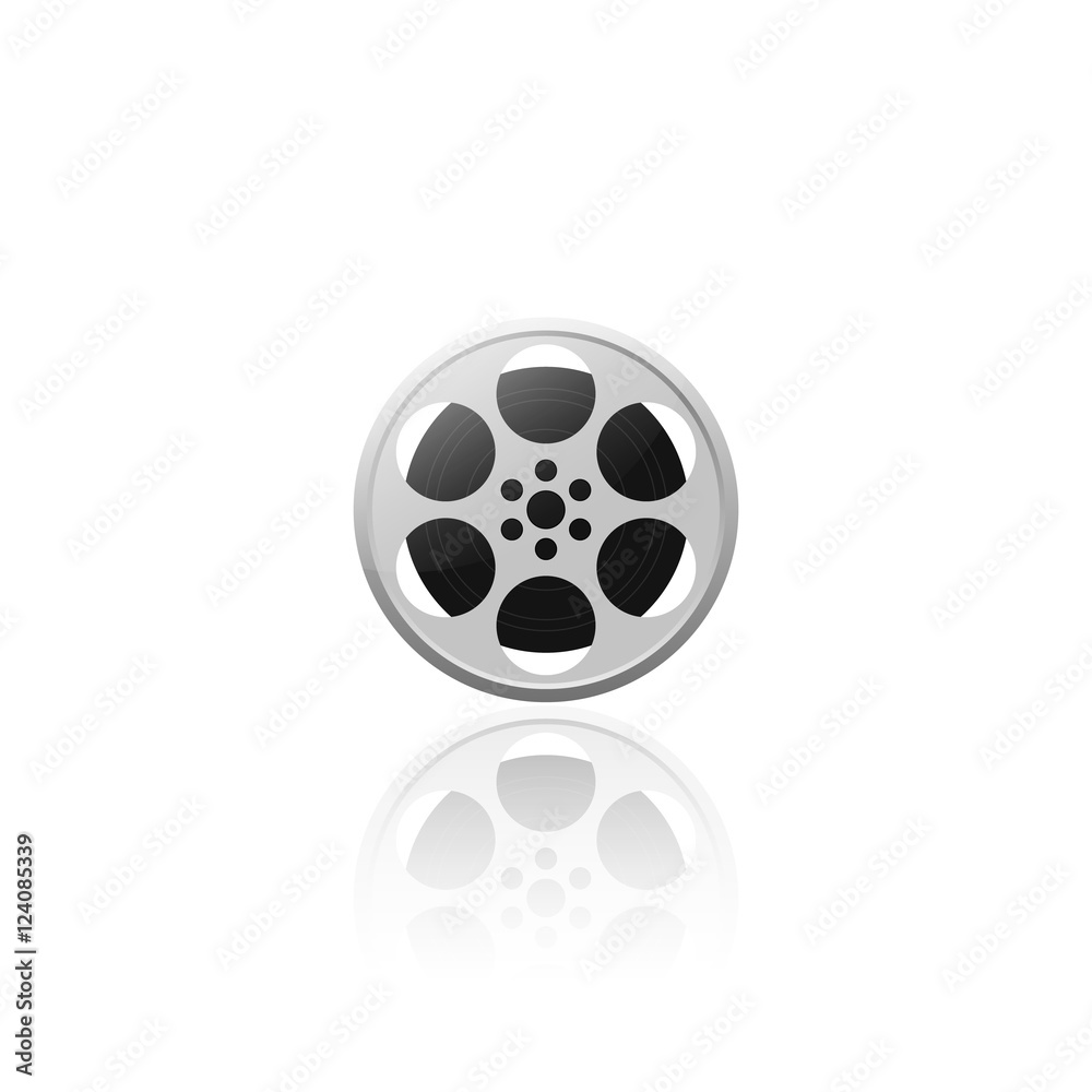 Realistic movie film reel vector illustration