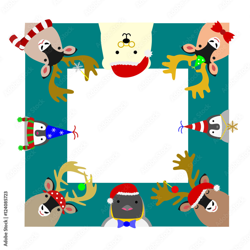 Fototapeta premium cute arctic animals square frame