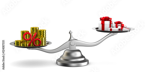 Gift box and cash on scale....