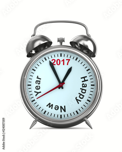 2017 year on alarm clock. Isolated 3D image