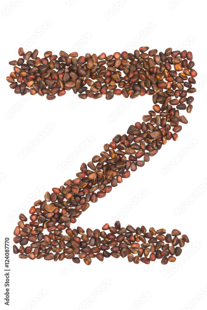 Z letter made of cedar nuts Z letter made of cedar nuts
