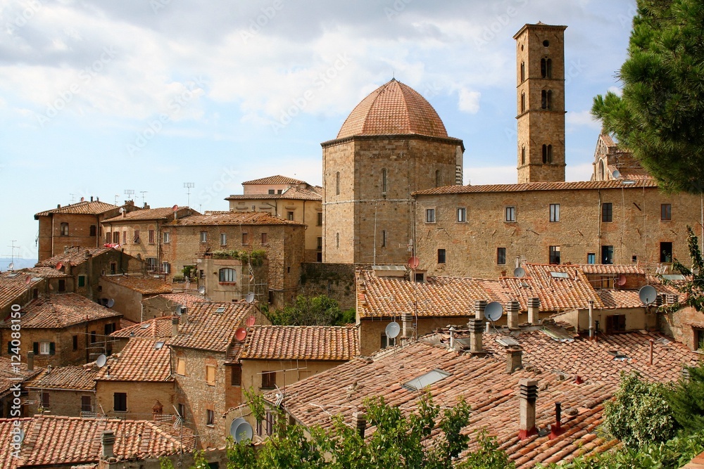 View of  the etruscan town of Volterra, Tuscany, Italy